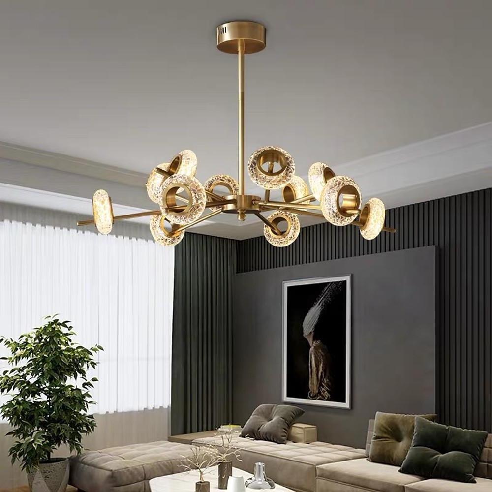 Modern Crystal Sputnik LED Chandelier Gold Electroplated Finish