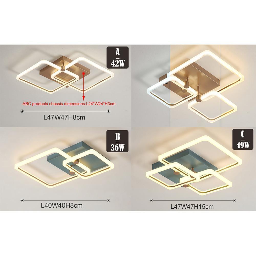 Modern Dimmable LED Flush Mount Ceiling Light with Acrylic Squares