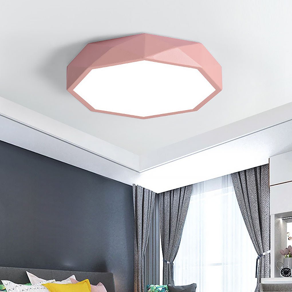 Modern Geometric LED Flush Mount Ceiling Light with Remote