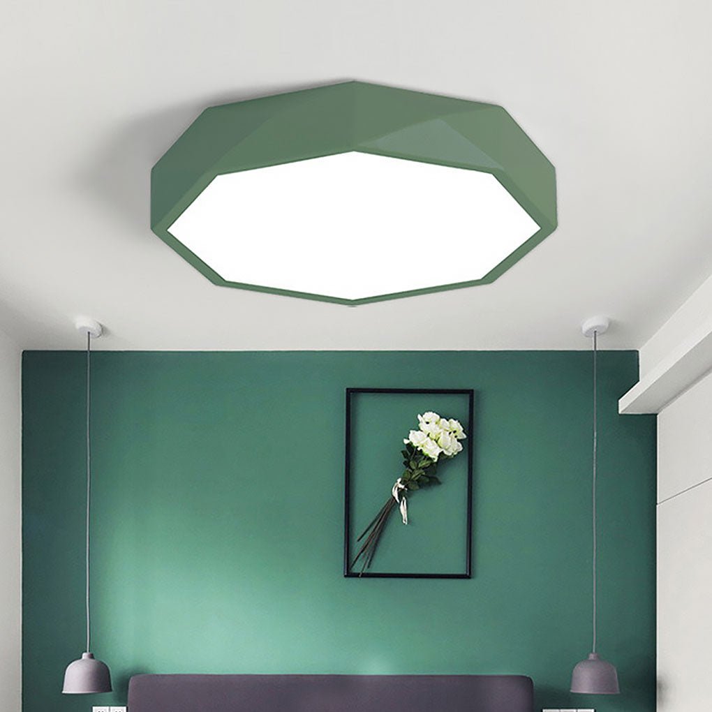 Modern Geometric LED Flush Mount Ceiling Light with Remote