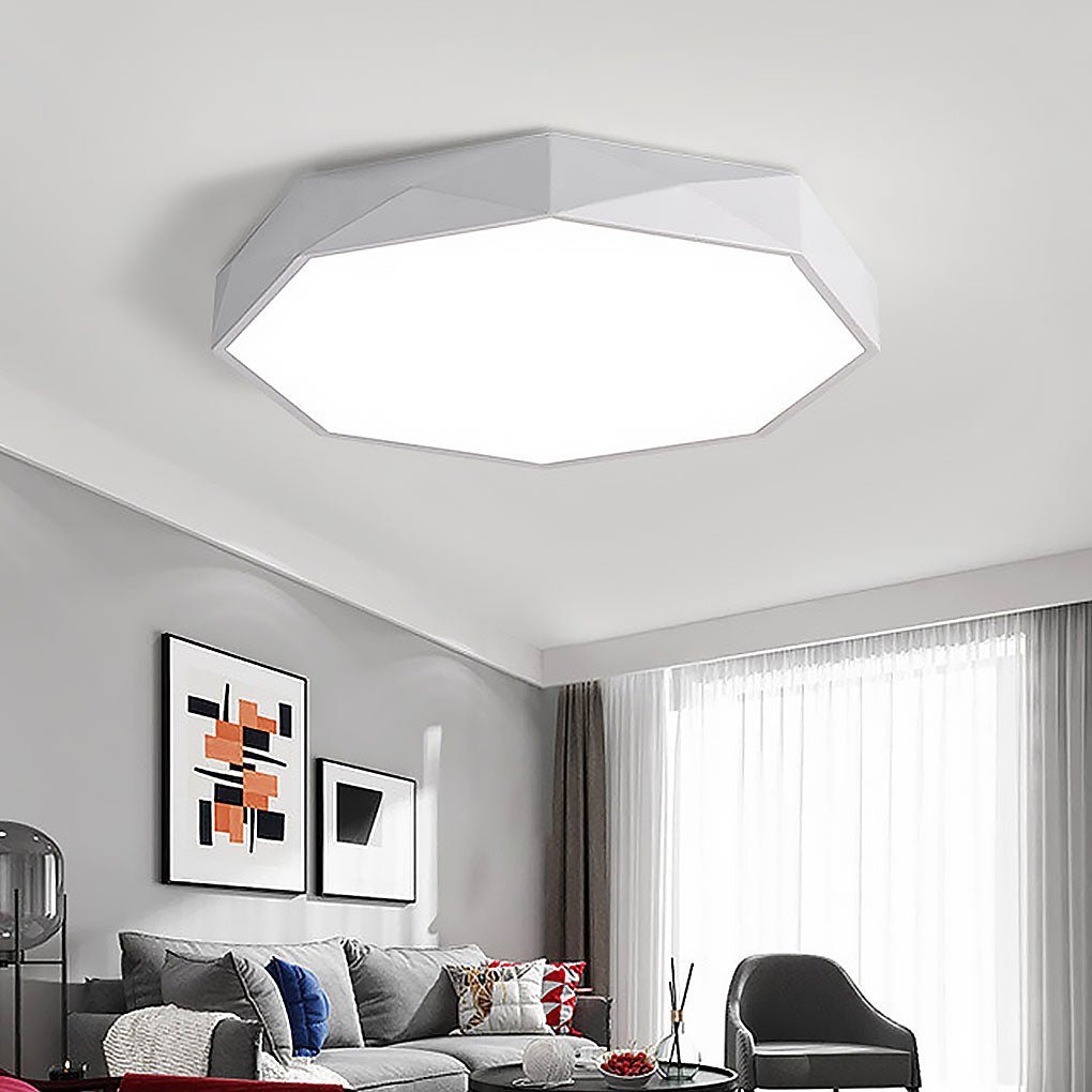 Modern Geometric LED Flush Mount Ceiling Light with Remote