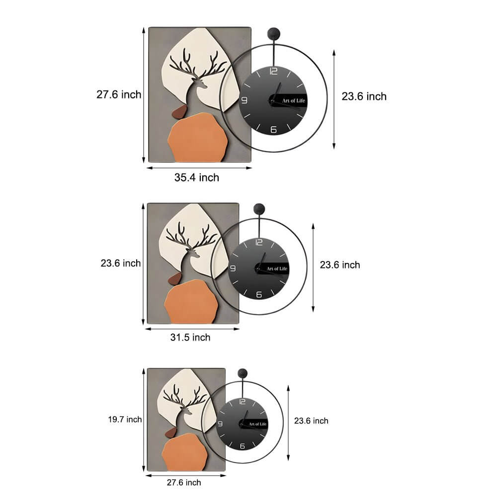 Geometric Abstract Canvas Wall Clock Modern Silent Aluminum