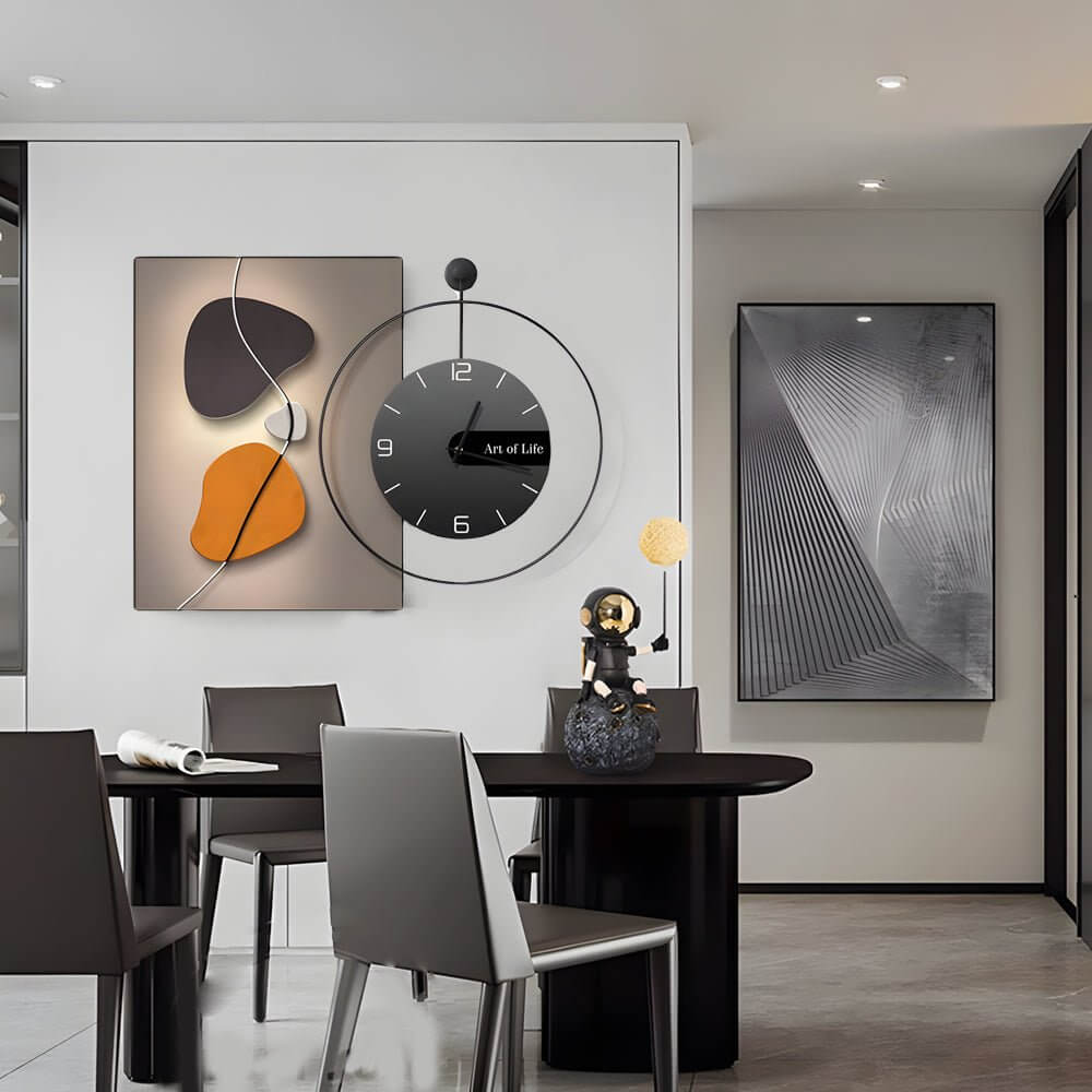 Geometric Abstract Canvas Wall Clock Modern Silent Aluminum