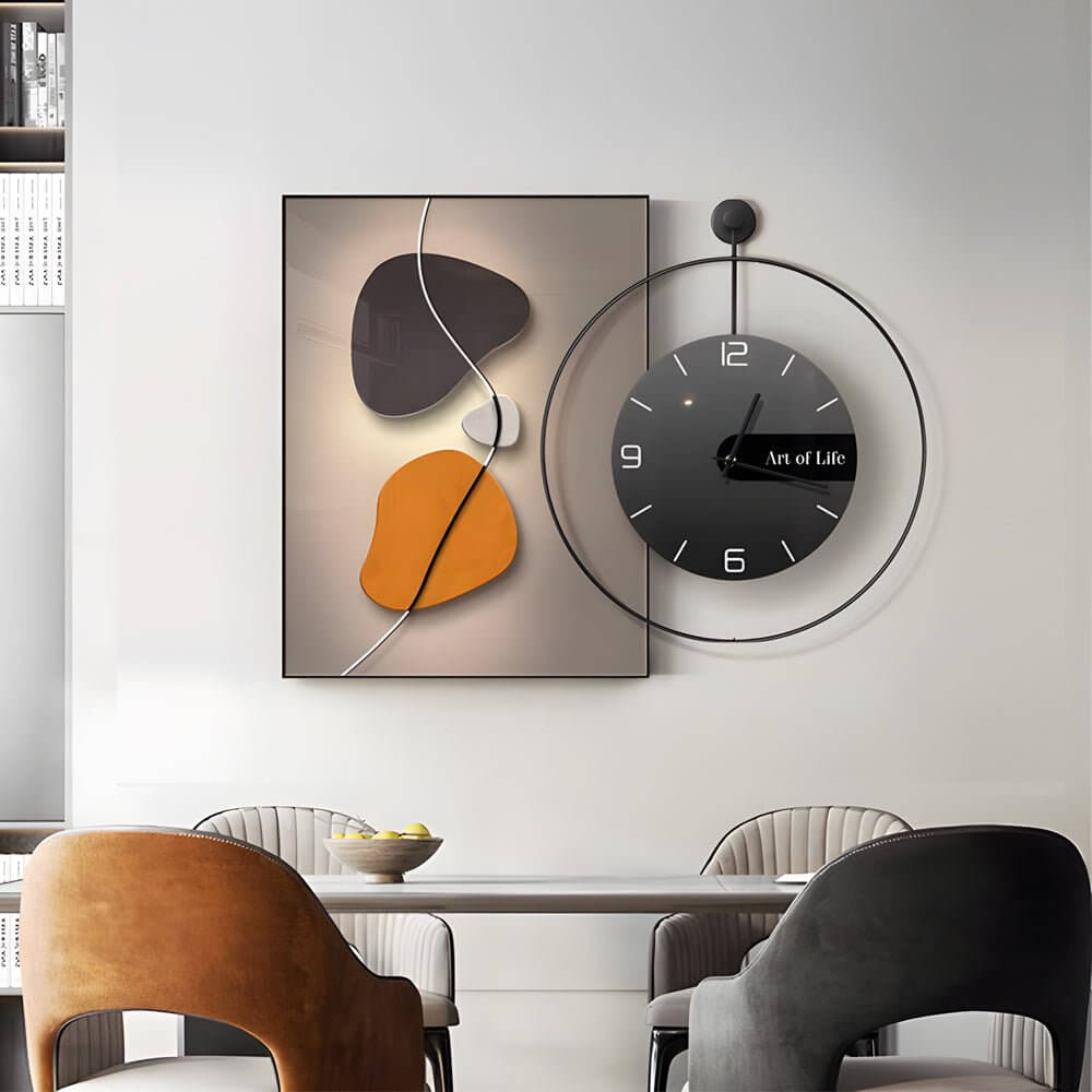 Geometric Abstract Canvas Wall Clock Modern Silent Aluminum
