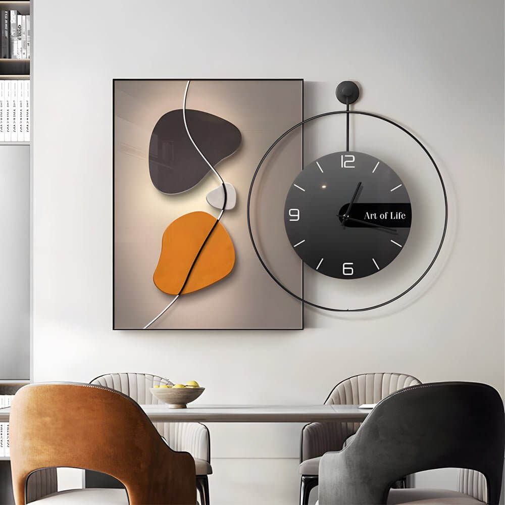 Geometric Abstract Canvas Wall Clock Modern Silent Aluminum