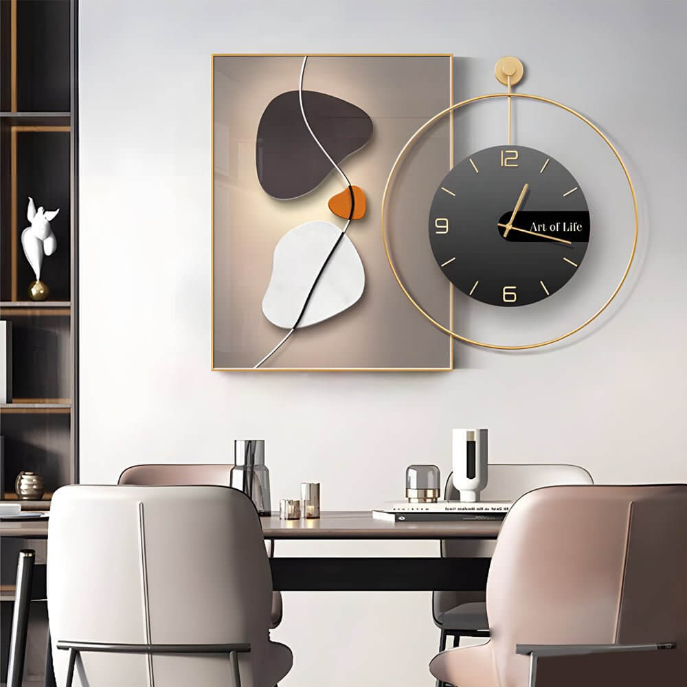Geometric Abstract Canvas Wall Clock Modern Silent Aluminum