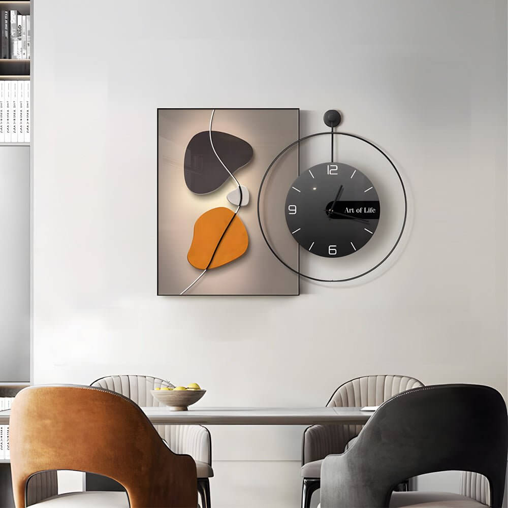 Geometric Abstract Canvas Wall Clock Modern Silent Aluminum