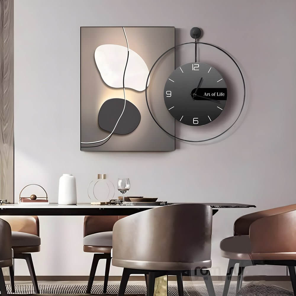 Geometric Abstract Canvas Wall Clock Modern Silent Aluminum