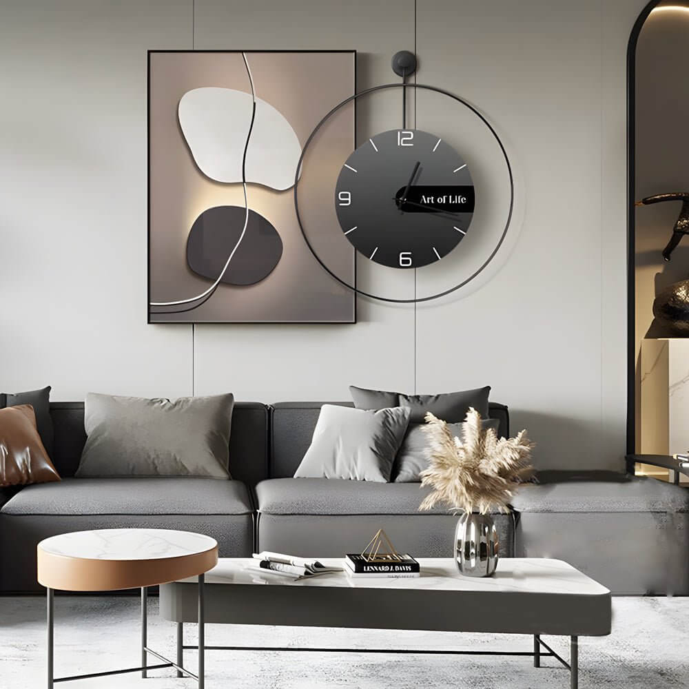 Geometric Abstract Canvas Wall Clock Modern Silent Aluminum