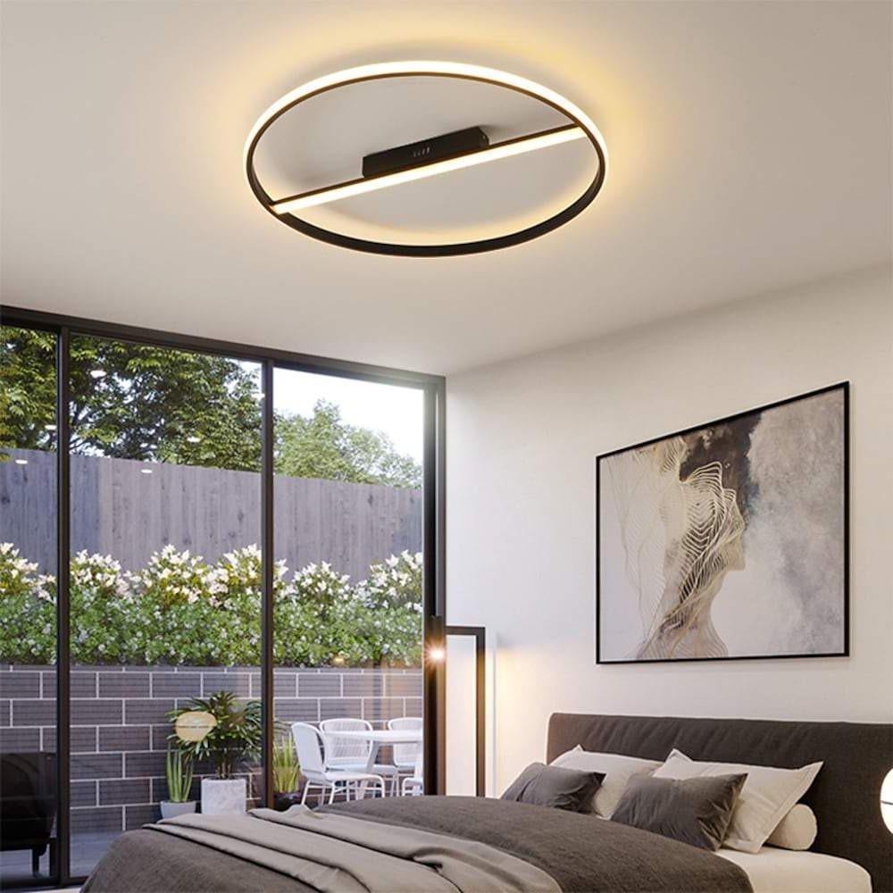 Modern Circle Flush Mount LED Ceiling Light Metal 18" 30W
