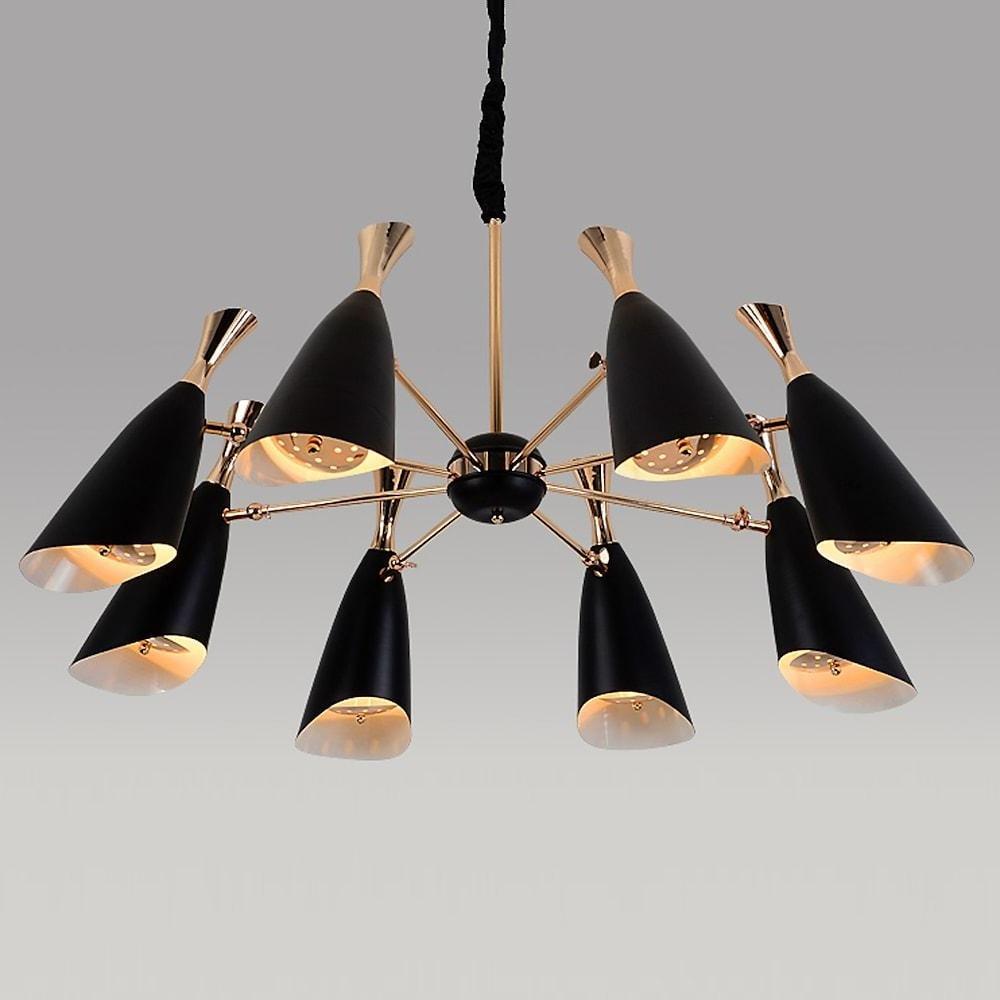 8-Light Nordic Chandelier – Electroplated Metal Candle Style