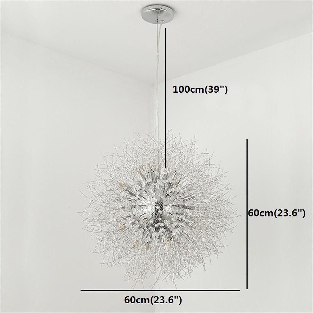 Modern Crystal Globe Chandelier Metal Pendant Dining Room Lighting