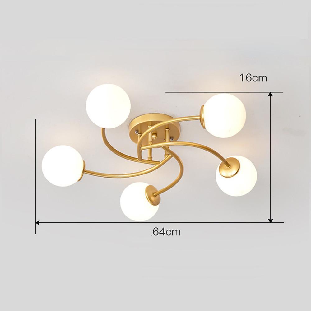 Modern Glass Globe Semi Flush Mount Ceiling Light - 3 or 5 Light
