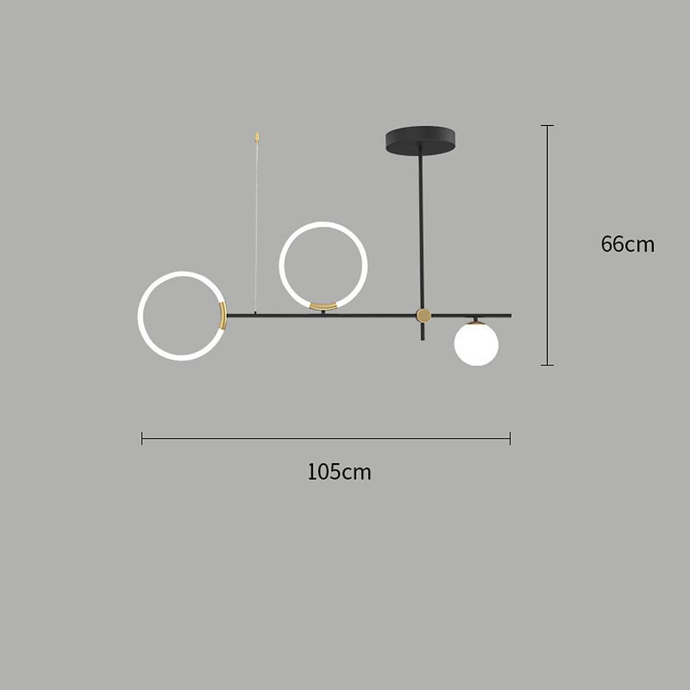 Modern LED Chandelier with Circular Glass Shades in Black