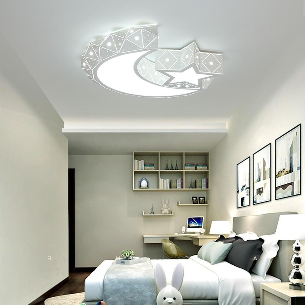 Moon Star LED Flush Mount Ceiling Light – Modern Kids Room Lighting