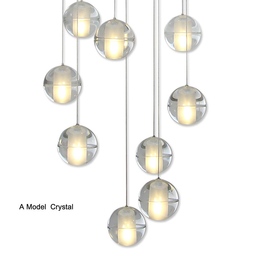 Modern Crystal Chandelier 14 LED Adjustable Height Pendant Light