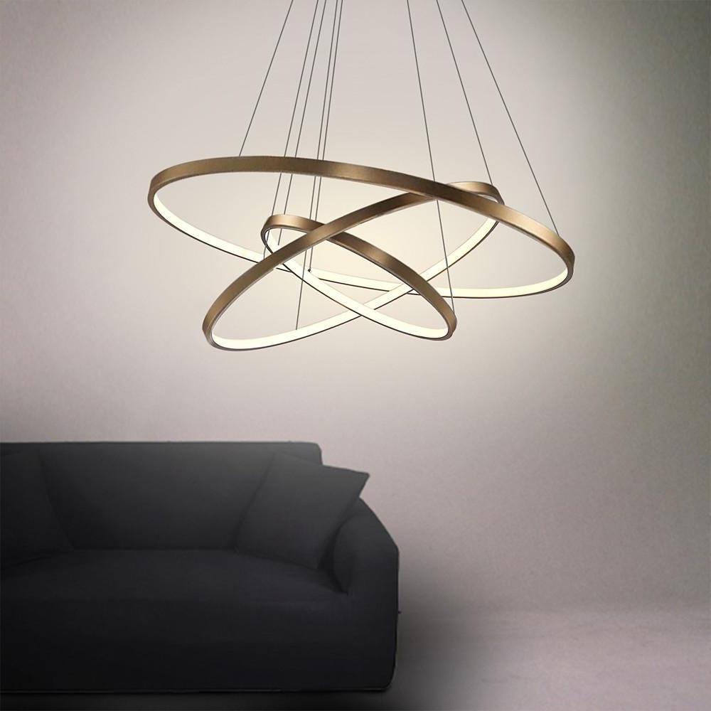 3-Ring Interweaved Circle LED Pendant Light Aluminum Acrylic