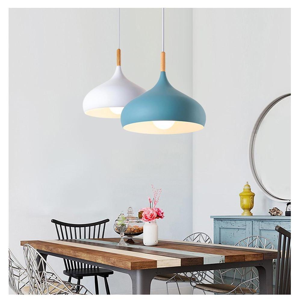 Retro Cone Pendant Light Metal Wood Kitchen Island Lighting