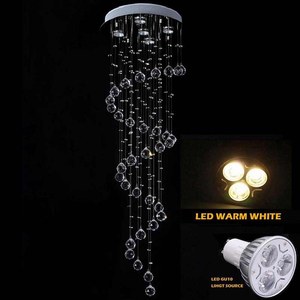Spiral Crystal Raindrop Chandelier - Modern 5-Tier Staircase Light