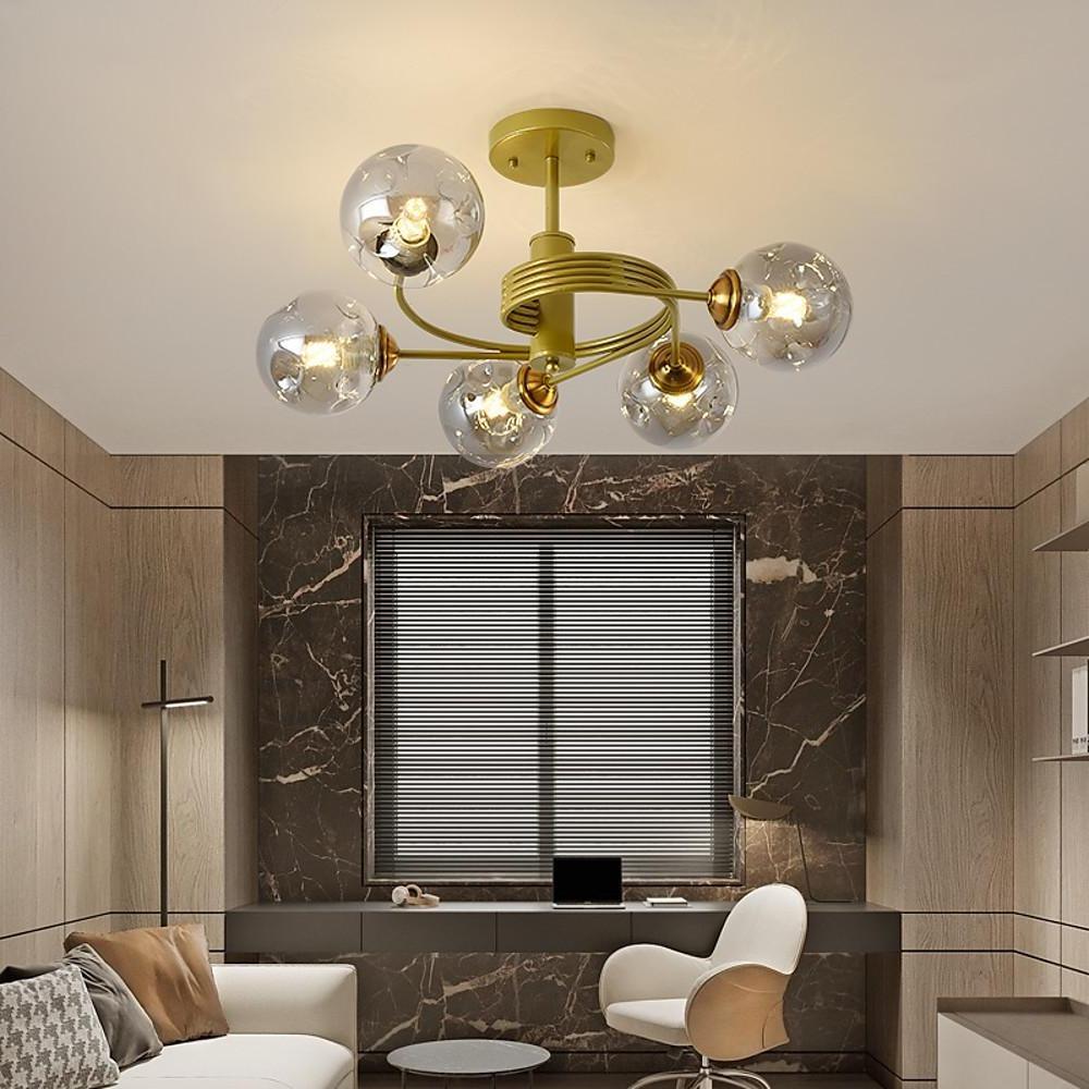 Nordic Sputnik Chandelier 5-Light Metal Glass Globe Pendant