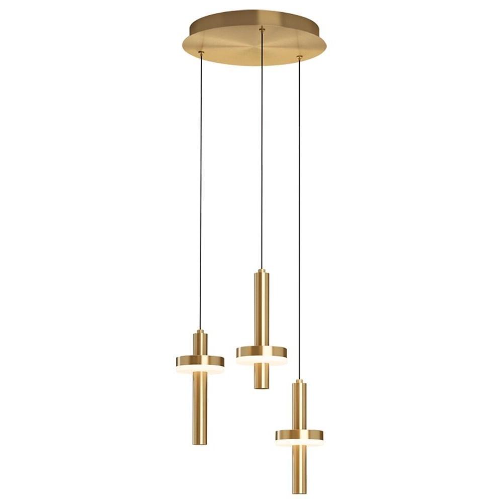 Modern Cylindrical Pendant Light Gold Copper Wood LED Fixture