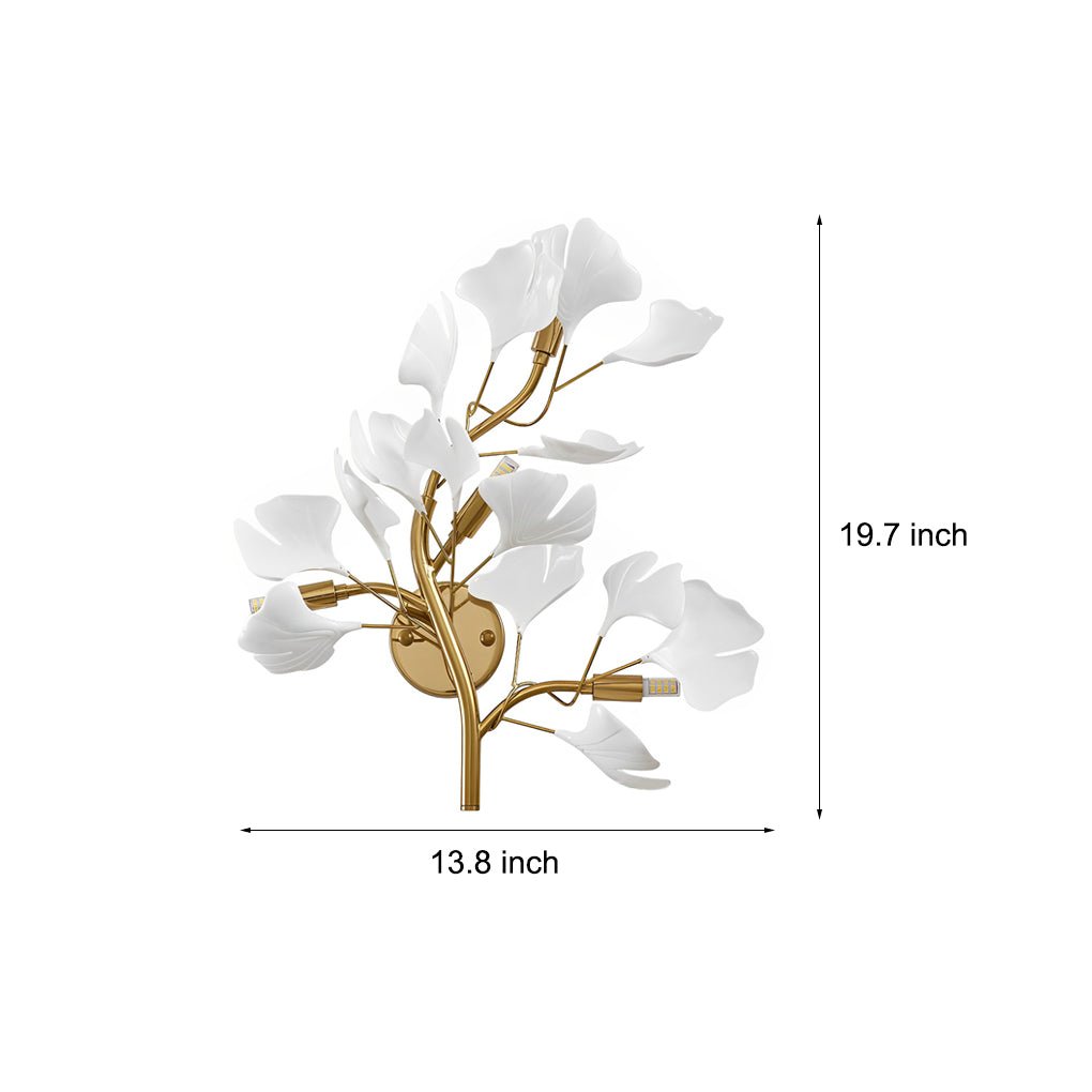 Ginkgo Leaf Gold Wall Sconce with 3-Step Dimming