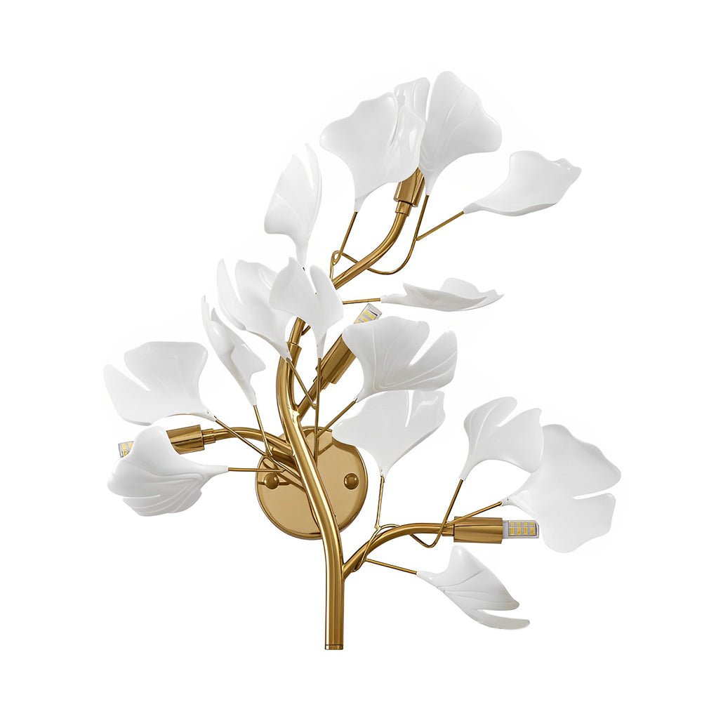 Ginkgo Leaf Gold Wall Sconce with 3-Step Dimming