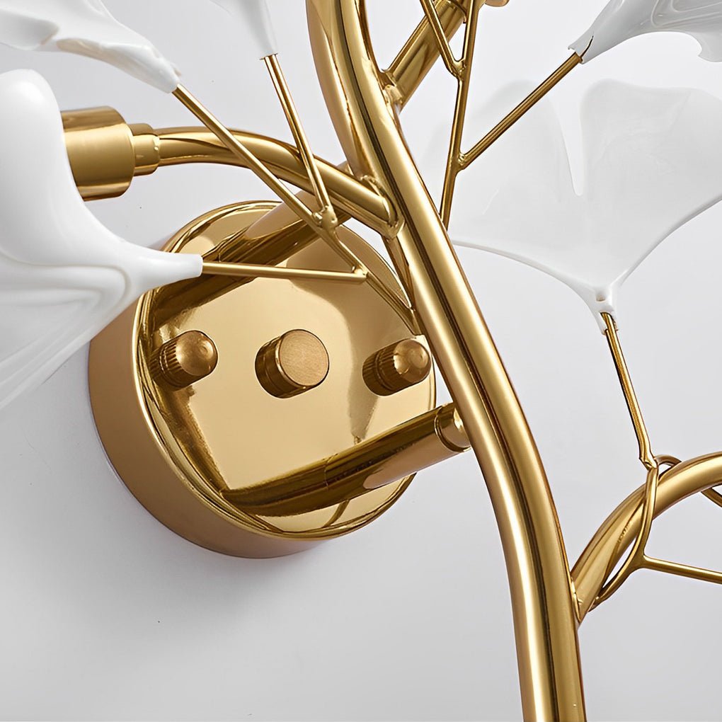 Ginkgo Leaf Gold Wall Sconce with 3-Step Dimming