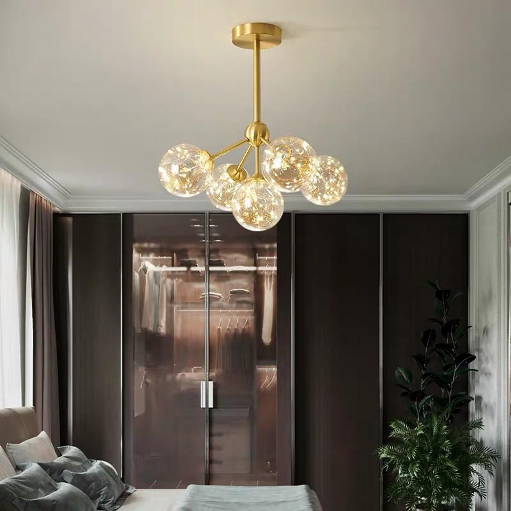 5-Globe Glass Flush Mount Ceiling Light - Modern Artistic LED