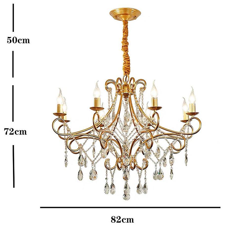 8-Light Crystal Candle Chandelier - Vintage Metal Ceiling Light