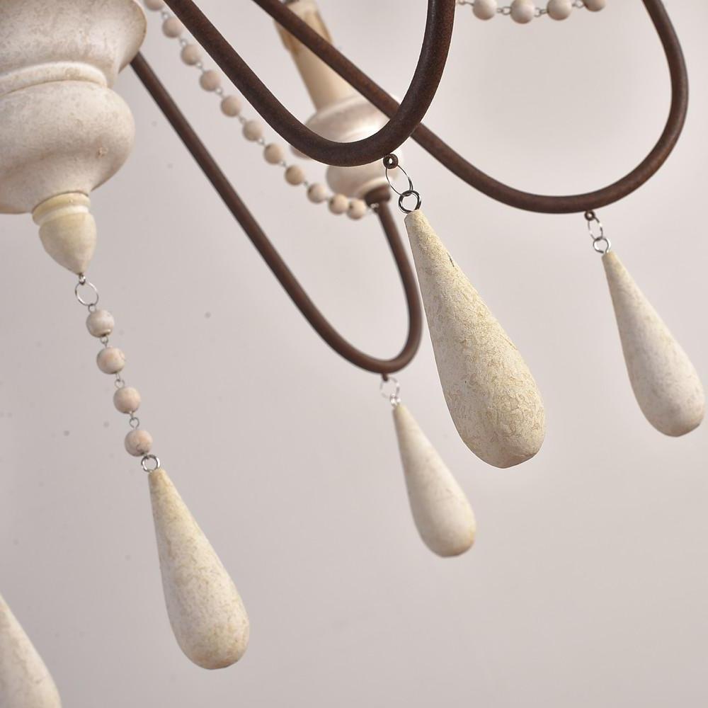 Farmhouse Wood Bead Chandelier with Candle-Style Lights 6-Light