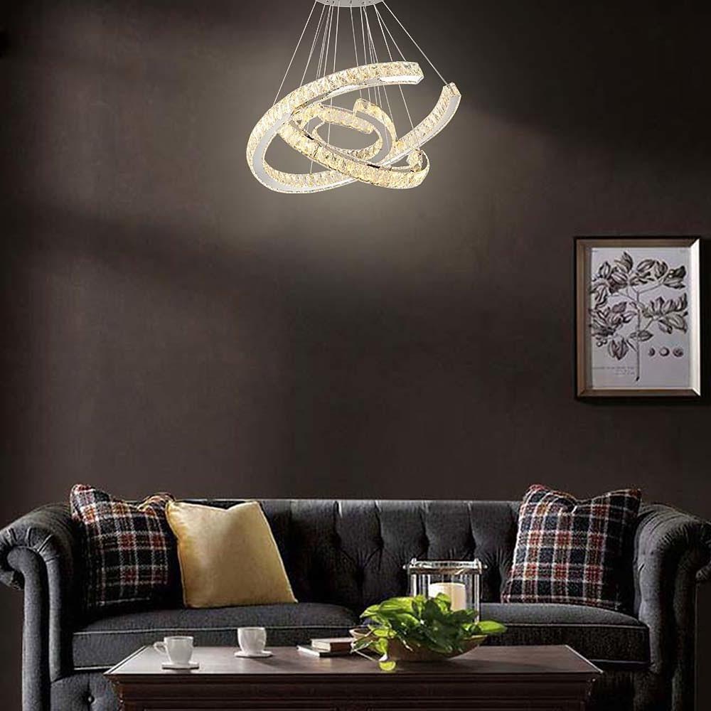 Wave Crystal Chandelier with Stainless Steel Finish - 3-Light LED