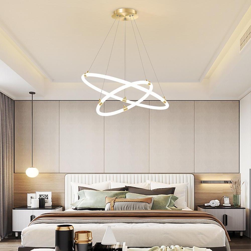 Modern Circular LED Chandelier - 2/3-Light Gold Metal & Acrylic