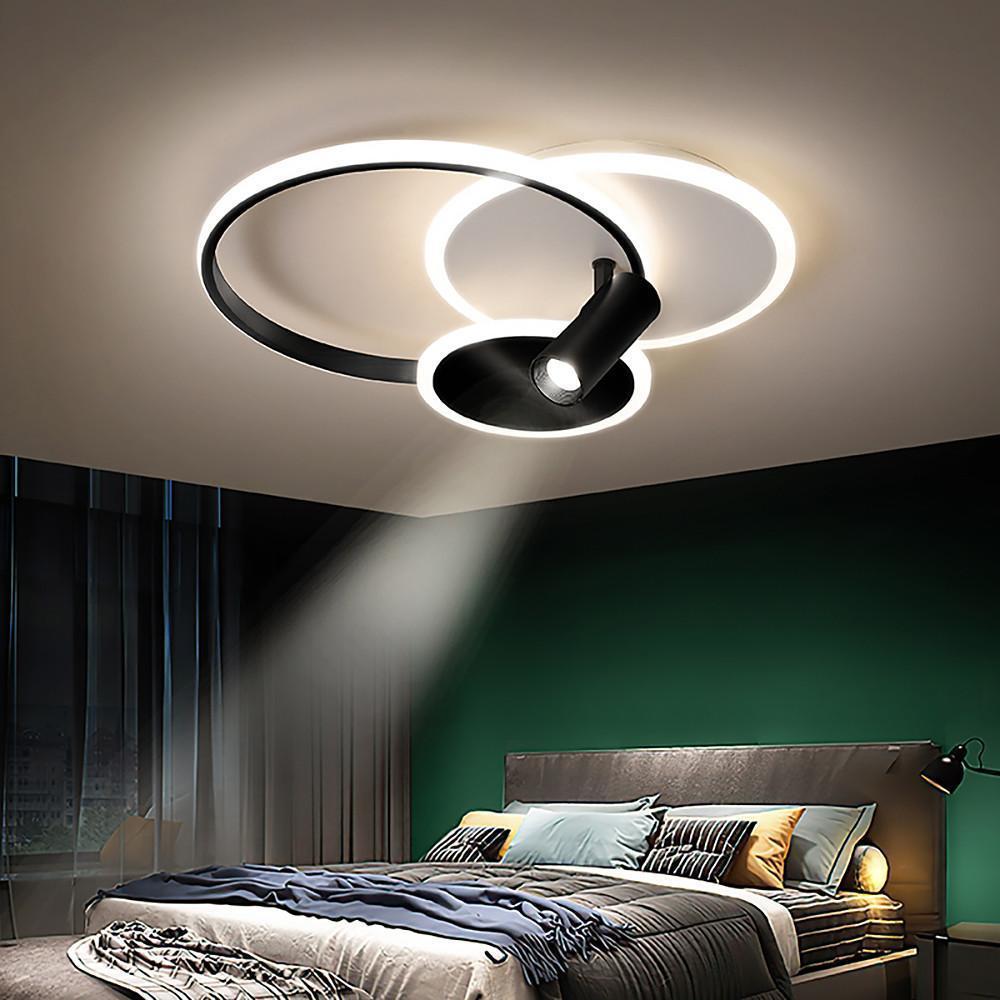 Modern LED Ring Flush Mount Ceiling Light with Adjustable Spotlights