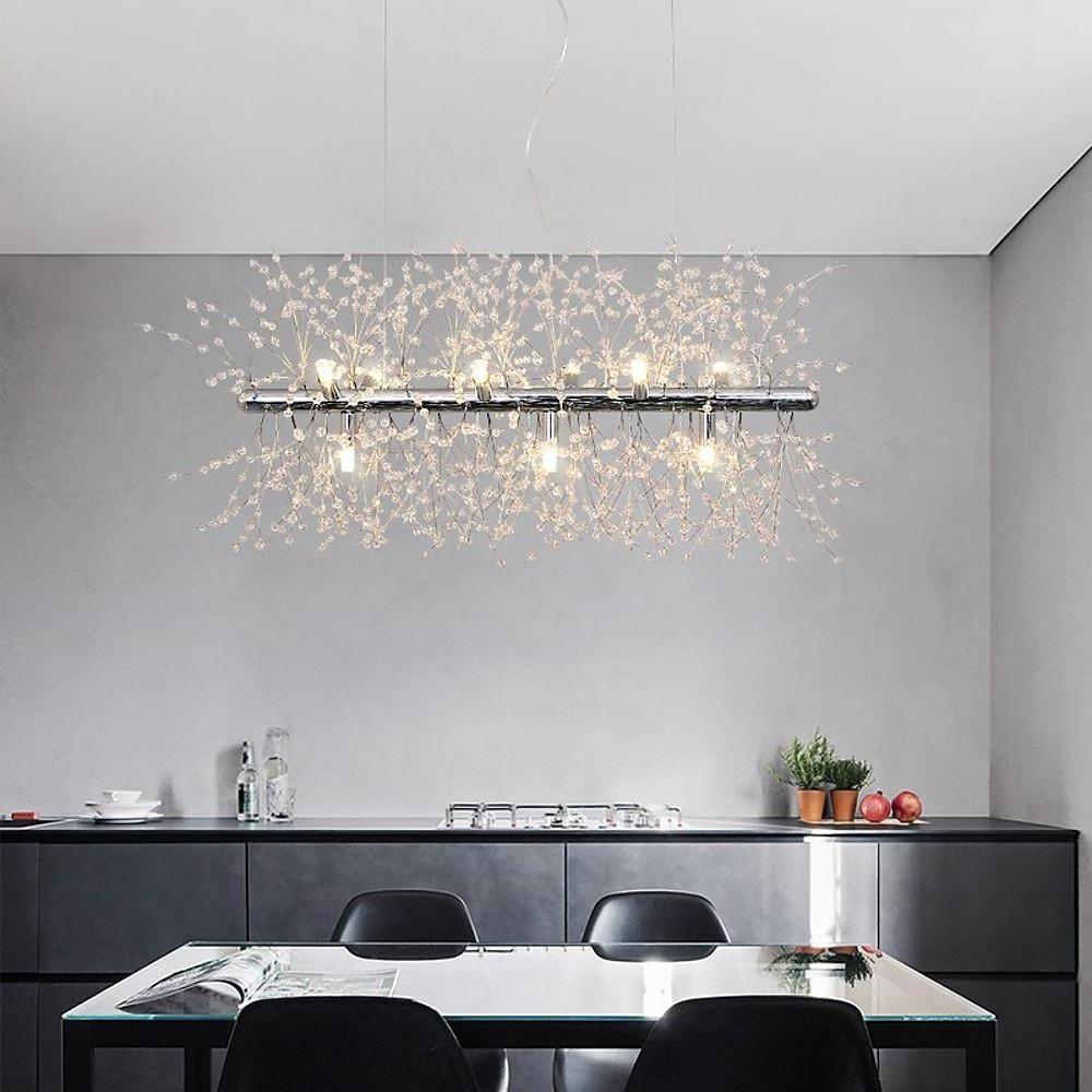 Modern Crystal Branch Pendant Light – Electroplated Metal E26/E27