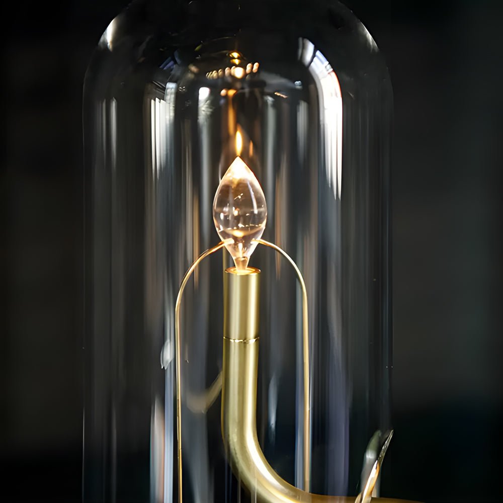 Glass Dome LED Candle Table Lamp - Cordless Rechargeable Accent Light