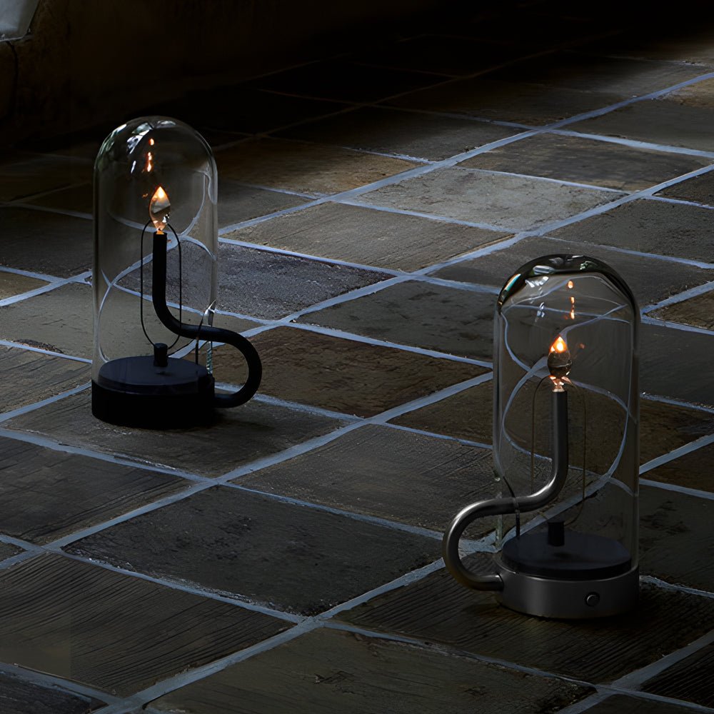 Glass Dome LED Candle Table Lamp - Cordless Rechargeable Accent Light