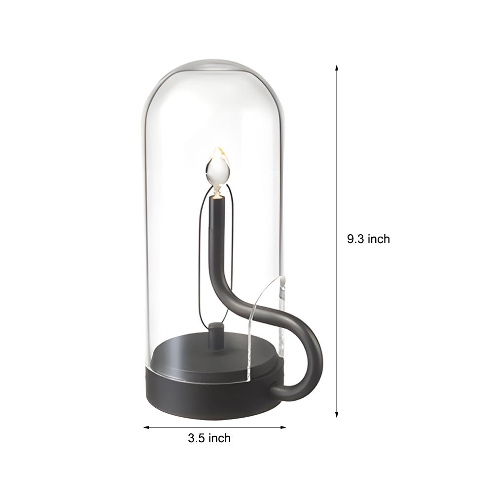Glass Dome LED Candle Table Lamp - Cordless Rechargeable Accent Light