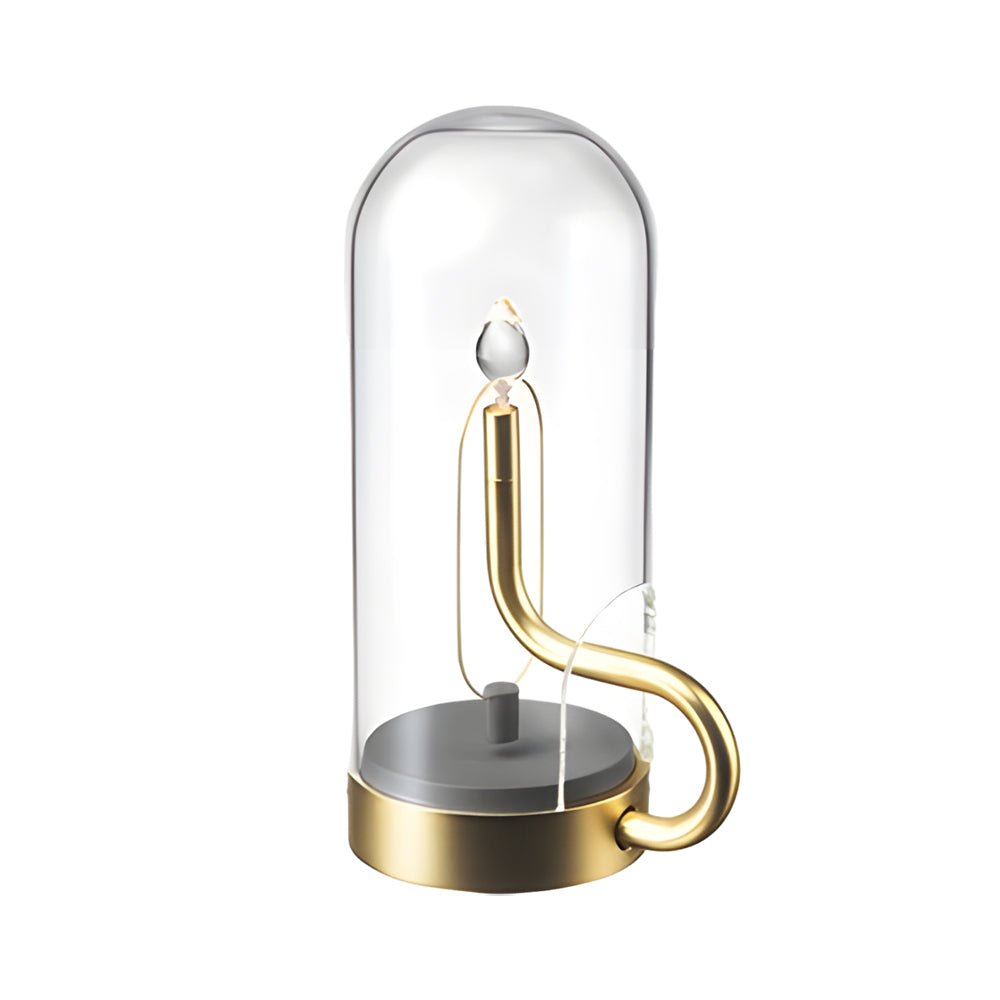 Glass Dome LED Candle Table Lamp - Cordless Rechargeable Accent Light