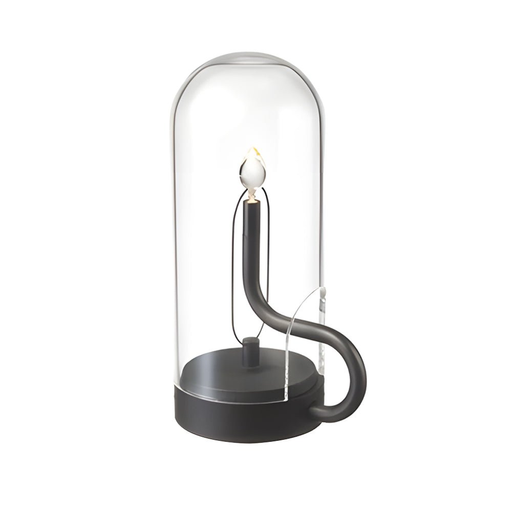 Glass Dome LED Candle Table Lamp - Cordless Rechargeable Accent Light