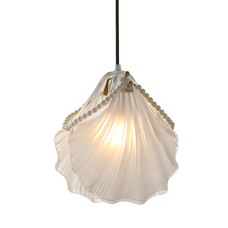 Glass Pendant Light with Pearl Fringe - Modern French Chandelier