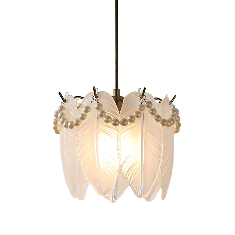 Glass Pendant Light with Pearl Fringe - Modern French Chandelier