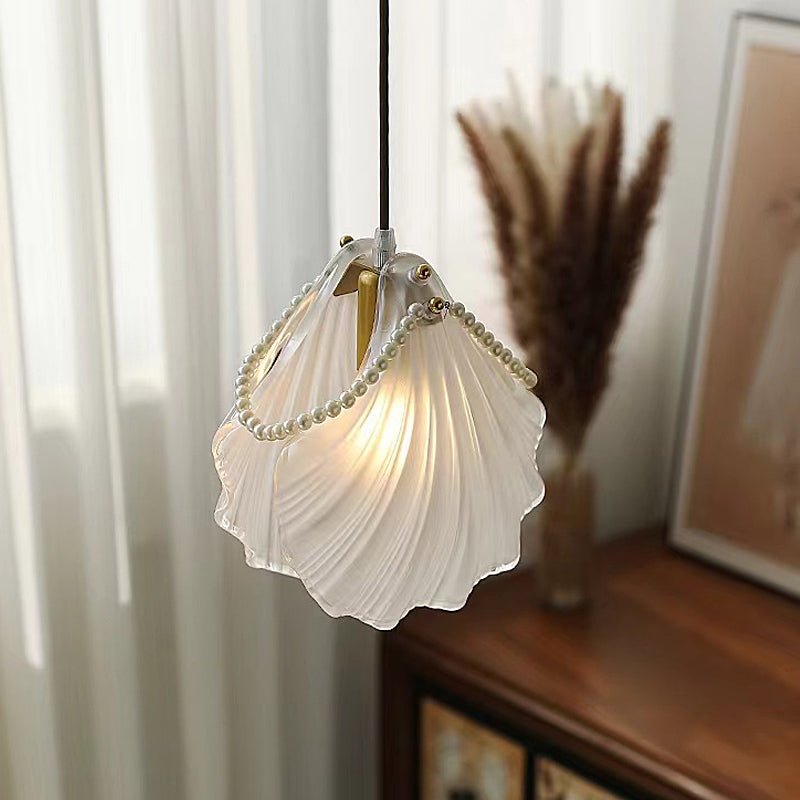 Glass Pendant Light with Pearl Fringe - Modern French Chandelier