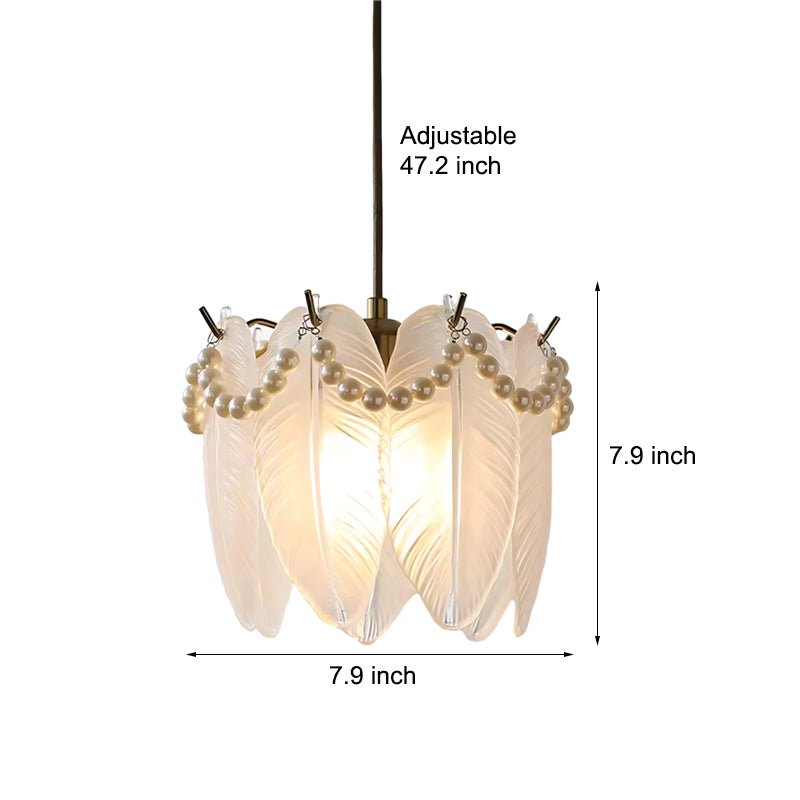 Glass Pendant Light with Pearl Fringe - Modern French Chandelier