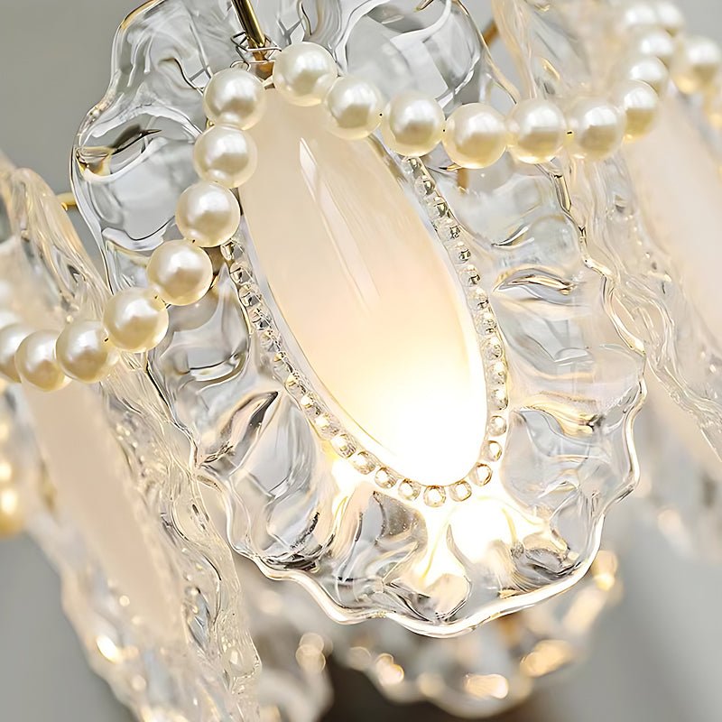 Glass Pendant Light with Pearl Fringe - Modern French Chandelier