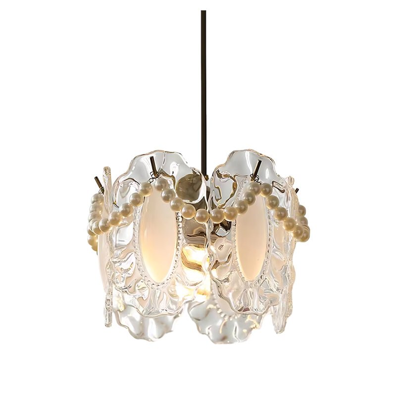 Glass Pendant Light with Pearl Fringe - Modern French Chandelier