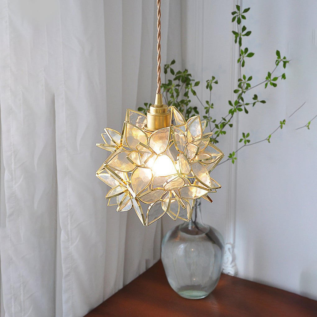 Glass Gardenia Petal Pendant Light | Modern Floral Design