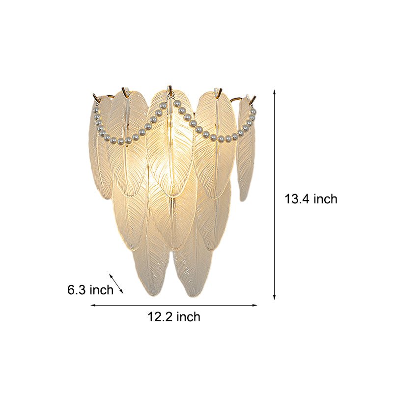 Glass Leaf Wall Sconce with Pearl Tassels – 3-Step Dimming LED