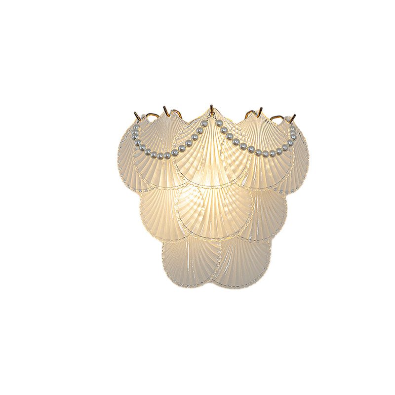 Glass Leaf Wall Sconce with Pearl Tassels – 3-Step Dimming LED