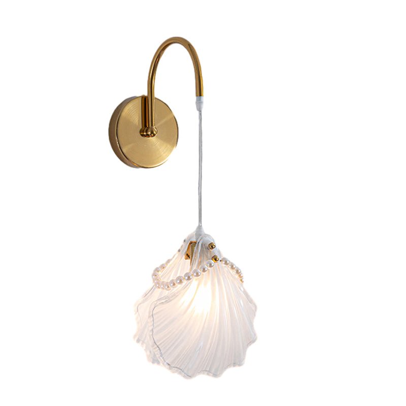 Glass Leaf Wall Sconce with Three-Step Dimming Modern Copper Finish